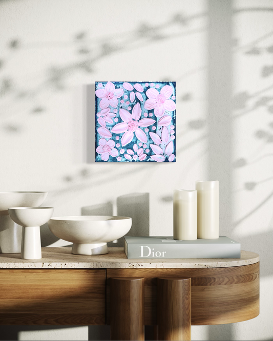 Blush Petals in Bloom on a 10x10 Canvas