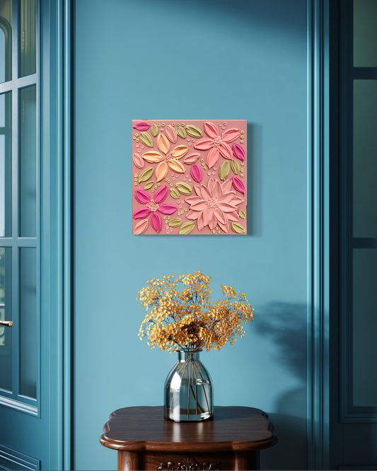 Soft Bloom – Pink & Pastels on a 10x10 Canvas