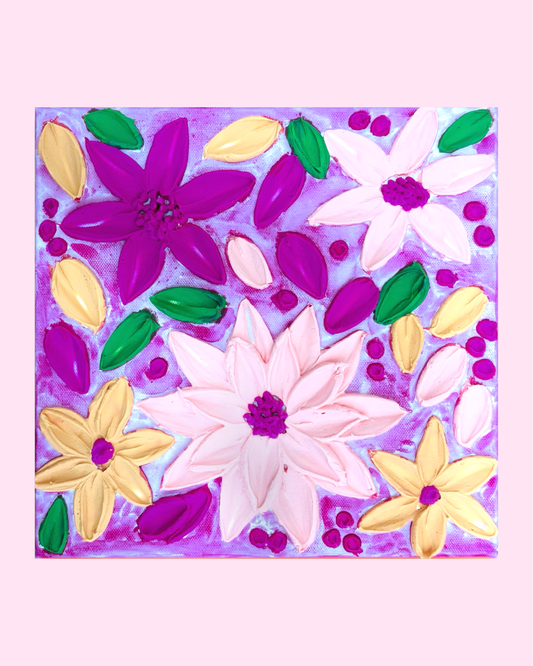 Blush Petals & Lavender Skies on a 10x10 Canvas