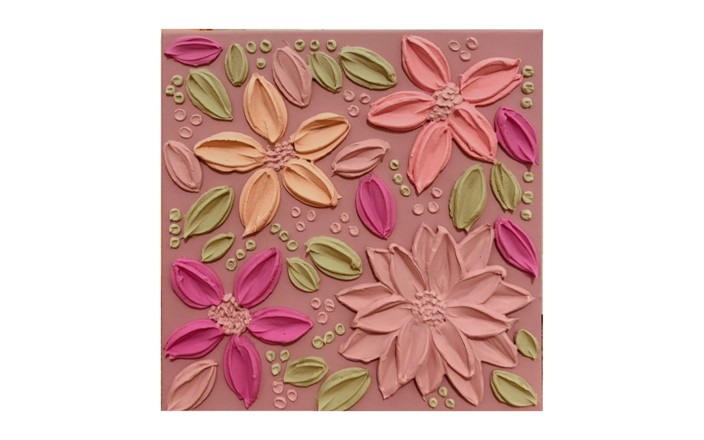 Soft Bloom – Pink & Pastels on a 10x10 Canvas