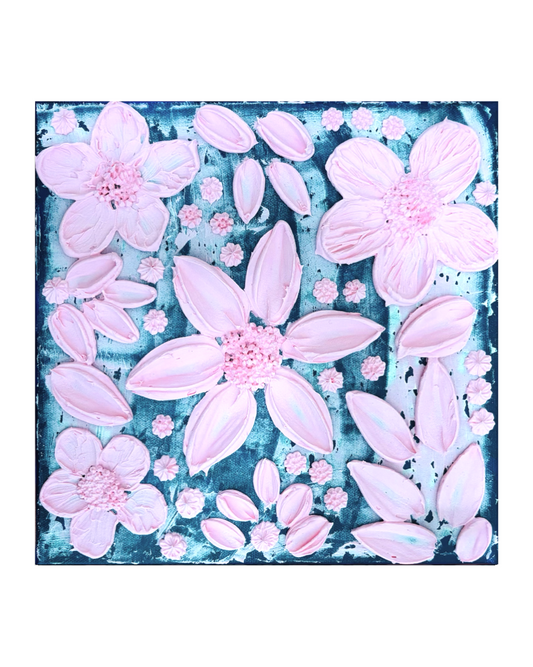 Blush Petals in Bloom on a 10x10 Canvas
